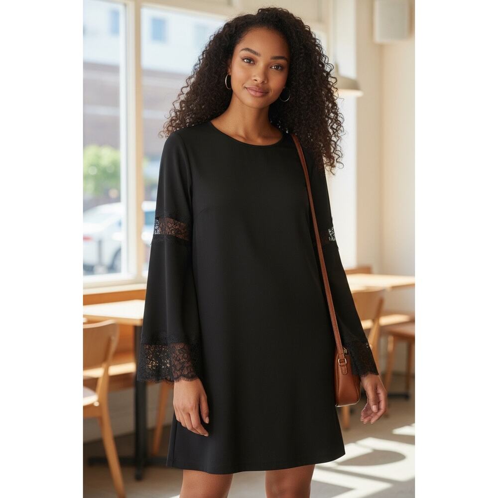Black Bell Sleeved Dress By Mossimo Size Medium - Picture 6 of 6